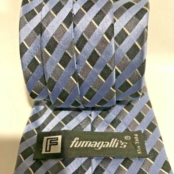 FUMAGALLIS  MENS NECKTIE 100% SILK BLUE - Picture 3 of 3